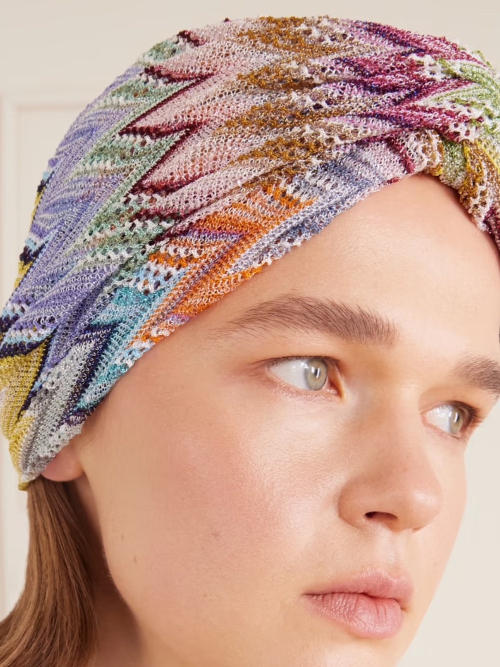 Missoni multicolored metallic-knit turban